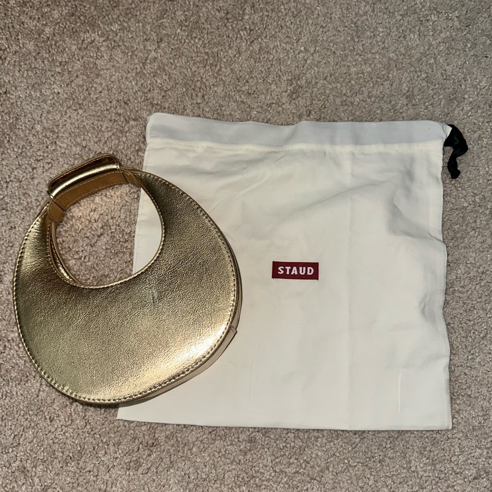 STAUD Mini Moon Gold Metallic Bag - Picture 3 of 5